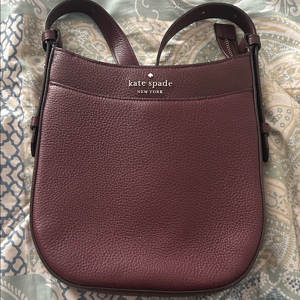 kate spade Pebbled Leather Crossbody Bag in Wine